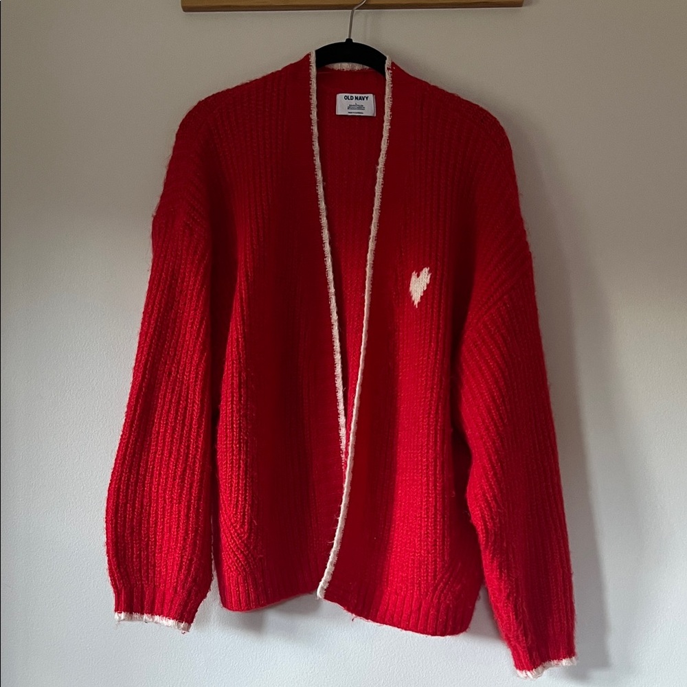 Old Navy Red Cardigan with Heart Accent